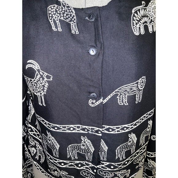 VINTAGE Adini Women's Skirt Set Animal Habitat Print Black Size S (NEW) - Picture 11 of 12